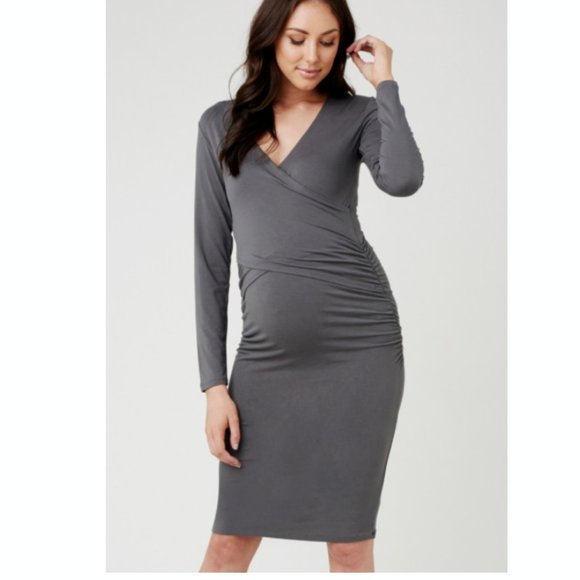 Ripe Maternity Women's Maternity Embraced Long Sleeve Nursing Dress M - Picture 2 of 3